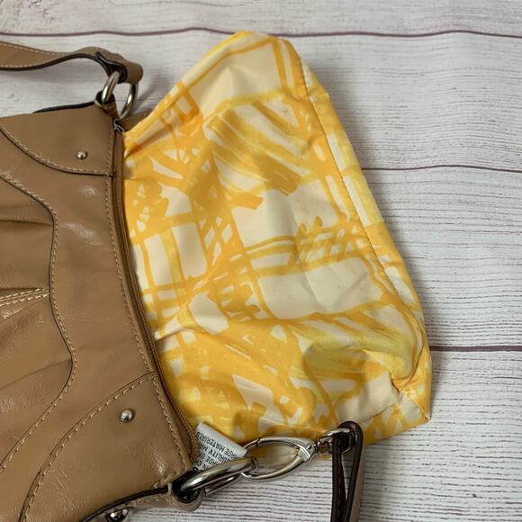 Nine West Camel Brown Crossbody Purse Shoulder Bag Yellow Interior - Picture 11 of 16